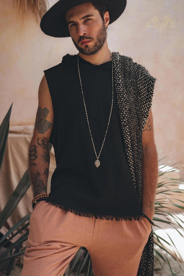 Tarum Black With White Hand-knitted Cotton Scarf For Men On Sale 5 Tarum Black With White Hand-knitted Cotton Scarf For Men On Sale