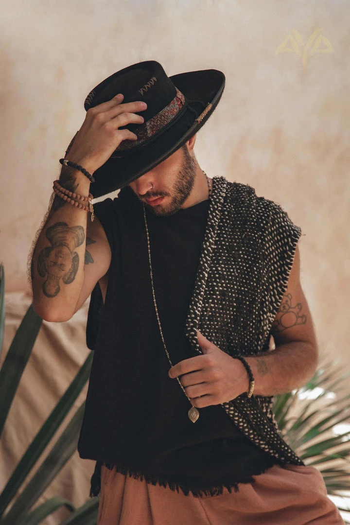 Tarum Black With White Hand-knitted Cotton Scarf For Men On Sale 6 Tarum Black With White Hand-knitted Cotton Scarf For Men On Sale