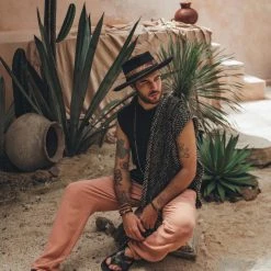 AYA Sacred Wear Ochre Orange Long Cotton Pants For Men On Sale