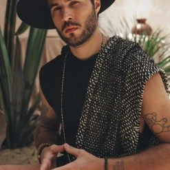 Tarum Black With White Hand-knitted Cotton Scarf For Men On Sale 13 Tarum Black With White Hand-knitted Cotton Scarf For Men On Sale