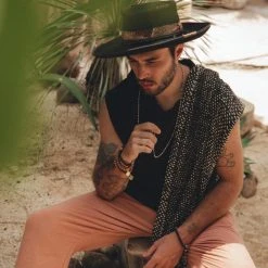 AYA Sacred Wear Ochre Orange Long Cotton Pants For Men On Sale