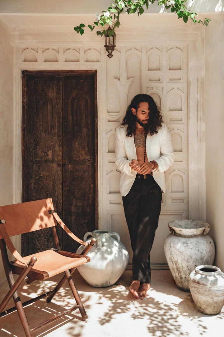 AYA Sacred Wear White Linen Blazer Jacket For Men On Sale 4 AYA Sacred Wear White Linen Blazer Jacket For Men On Sale