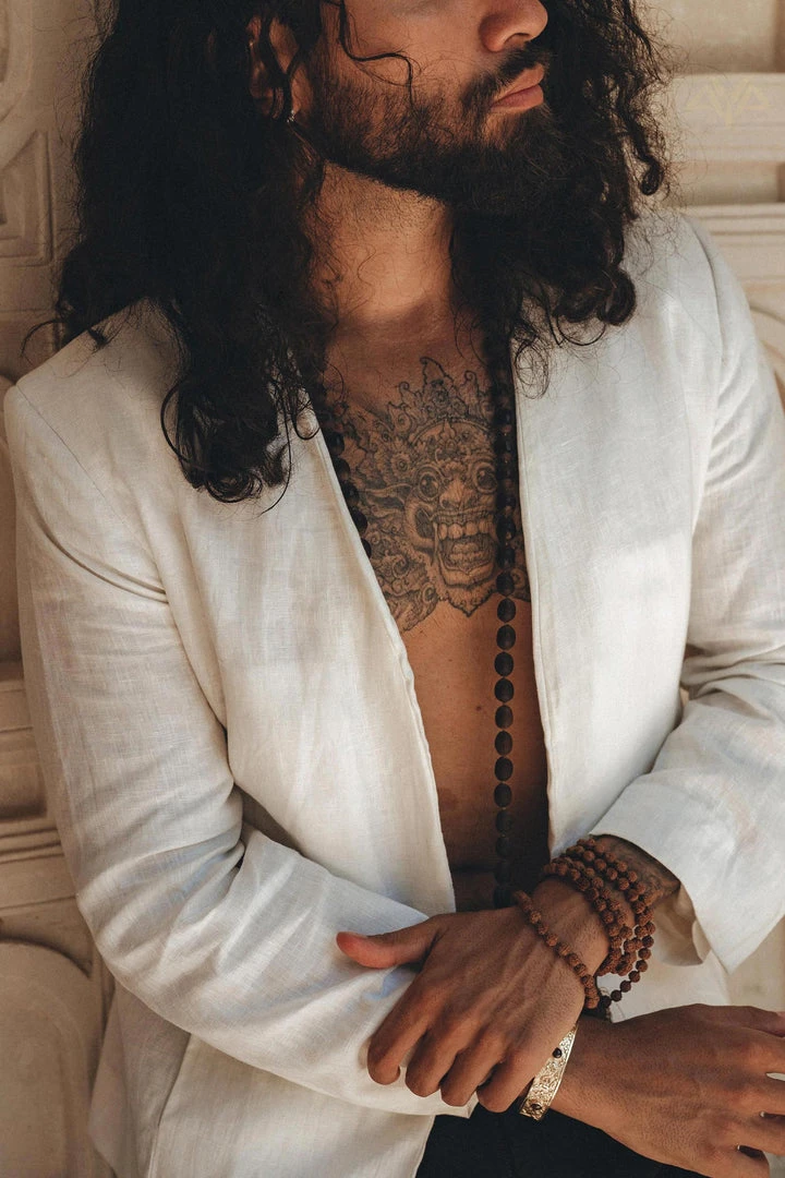 AYA Sacred Wear White Linen Blazer Jacket For Men On Sale 6 AYA Sacred Wear White Linen Blazer Jacket For Men On Sale