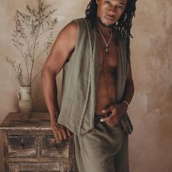 Jimmy Sage Green Handwoven Cotton Shorts For Men