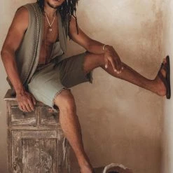 Jimmy Sage Green Handwoven Cotton Shorts For Men