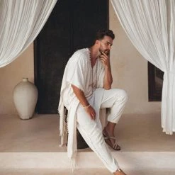 Jimmy Off-White Handwoven Cotton Pants For Men