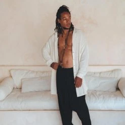 AYA Sacred Wear On Sale Off-White Handwoven Cotton Oversized Shirt For Men