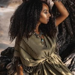 Jimmy New Collection Sage Green Boho Dress • Plus Size Dress For Women • Kaftan Maxi Dress