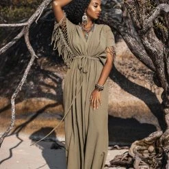 Jimmy New Collection Sage Green Boho Dress • Plus Size Dress For Women • Kaftan Maxi Dress