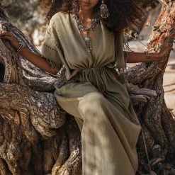 Jimmy New Collection Sage Green Boho Dress • Plus Size Dress For Women • Kaftan Maxi Dress