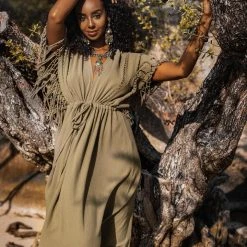 Jimmy New Collection Sage Green Boho Dress • Plus Size Dress For Women • Kaftan Maxi Dress