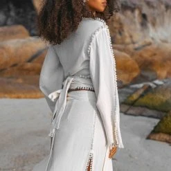 Agus Off-White Wrap Maxi Skirt • Handmade Boho Long Skirt • Long Cotton Skirt New Collection