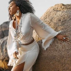 Agus Off-White Wrap Maxi Skirt • Handmade Boho Long Skirt • Long Cotton Skirt New Collection