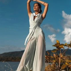 Jimmy Powder Blue Boho Jumpsuit Women • Peace Silk & Cotton Romper For Women New Collection