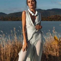 Jimmy Powder Blue Boho Jumpsuit Women • Peace Silk & Cotton Romper For Women New Collection