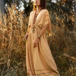 Jimmy Sandal Wood Boho Dress • Plus Size Dress For Women • Kaftan Maxi Dress New Collection
