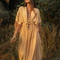 Jimmy Sandal Wood Boho Dress • Plus Size Dress For Women • Kaftan Maxi Dress New Collection