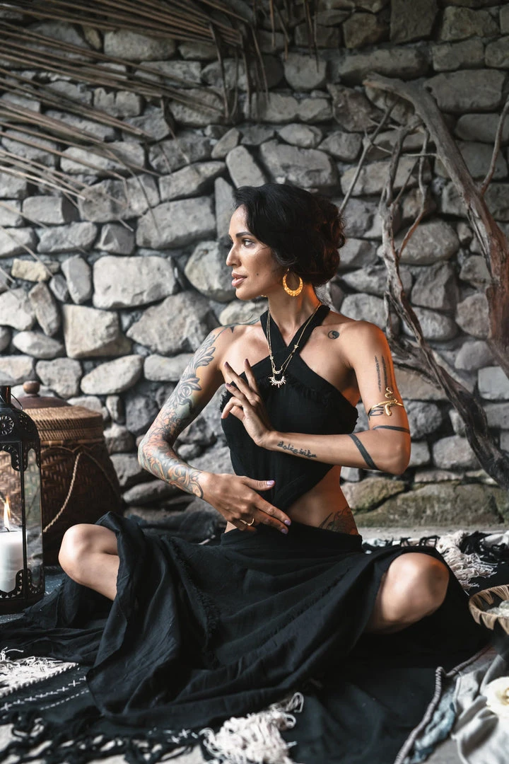 Fabrica Organic Cotton Dresses Black Cotton Boho Organic Cotton Dress