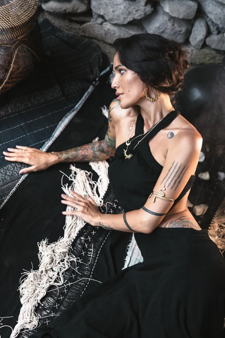 Fabrica Organic Cotton Dresses Black Cotton Boho Organic Cotton Dress