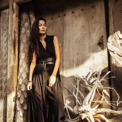 Agus Black Linen Pants Boho Yoga Pants