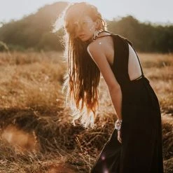 Eddie Organic Cotton Dresses Black Cotton Wedding Dress, Evening Boho Prom Dress