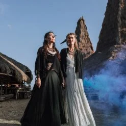 Eddie Black Handwoven Linen Wrap Gypsy Maxi Skirt