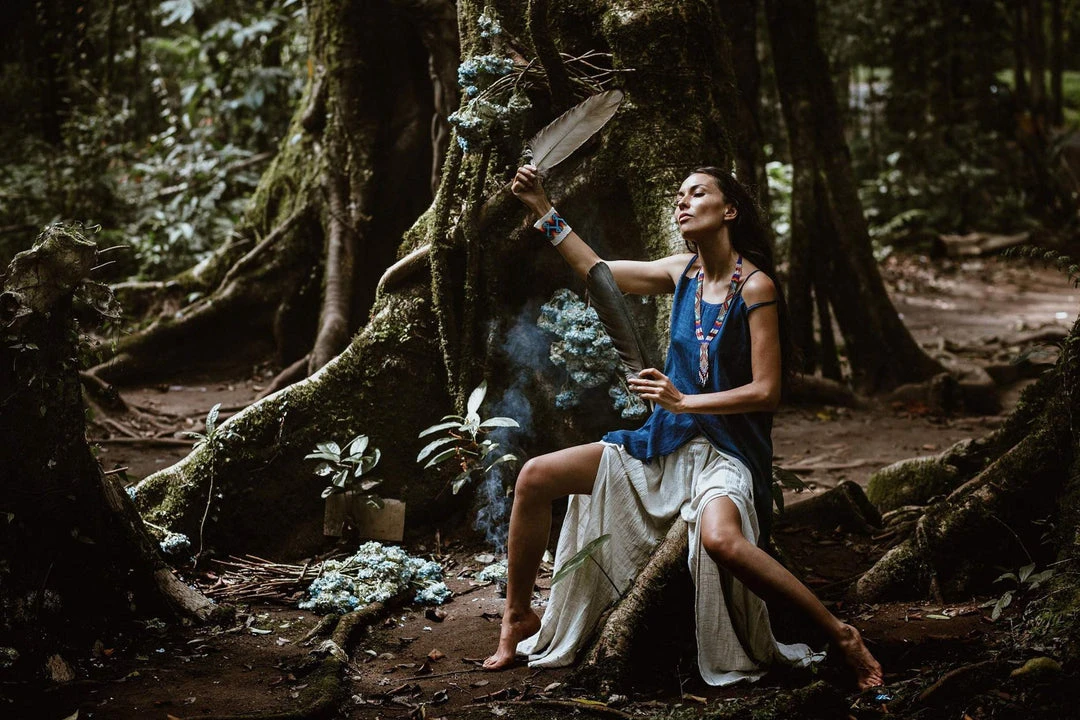 Stop List Blue Organic Cotton Top For Women With Opened Shoulder "Wind Spirit" Tops & Tunics