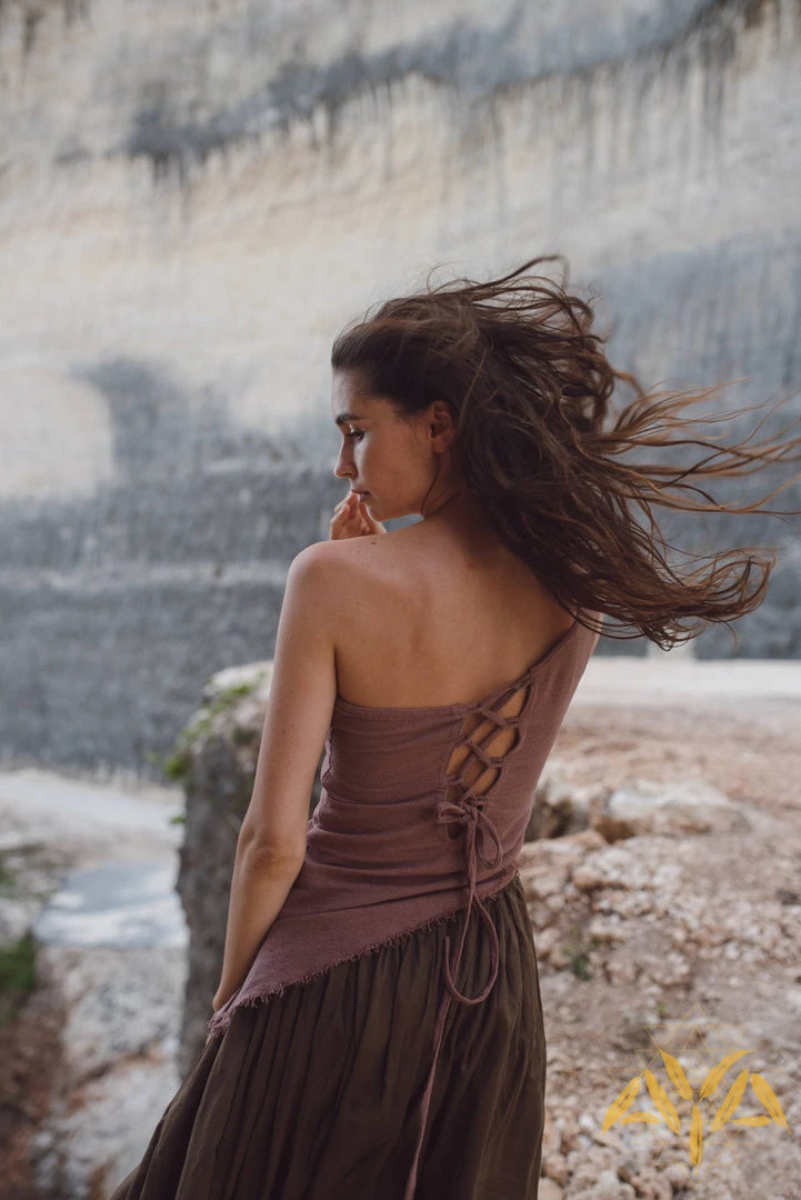 Stop Organic Cotton One Shoulder Gypsy Bohemian Top Tops & Tunics