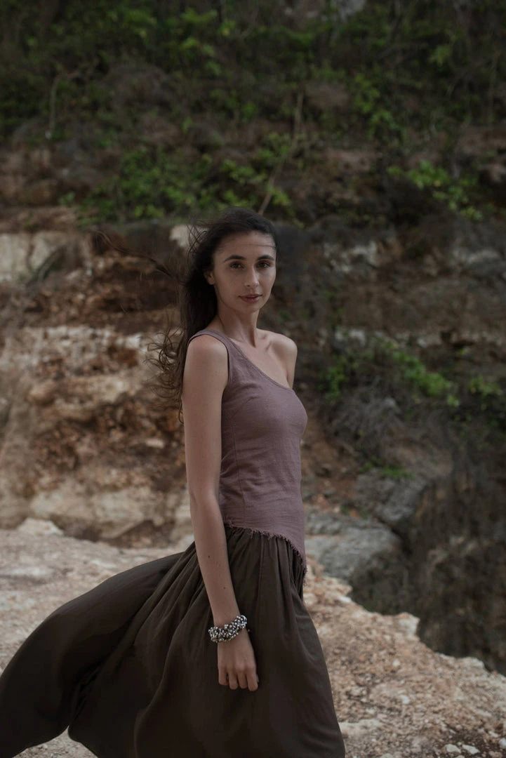 Stop Organic Cotton One Shoulder Gypsy Bohemian Top Tops & Tunics