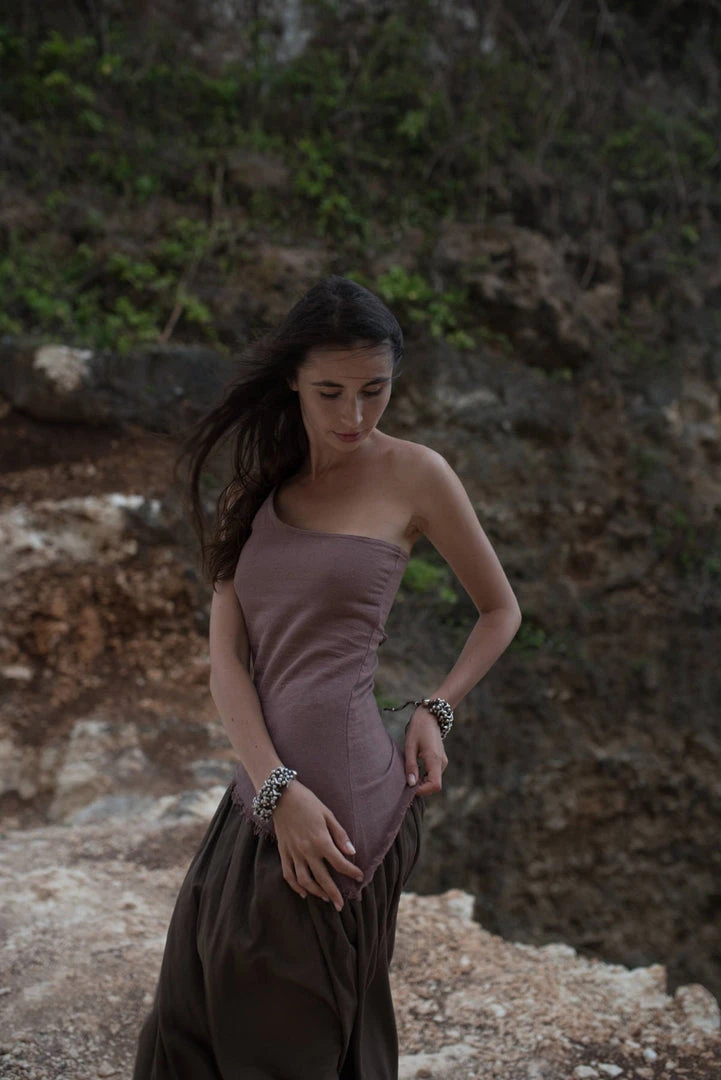 Stop Organic Cotton One Shoulder Gypsy Bohemian Top Tops & Tunics