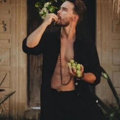 Jimmy Black Handwoven Cotton Oversized Shirt For Men On Sale