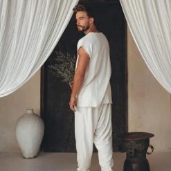 Jimmy Off-White Handwoven Cotton Pants For Men