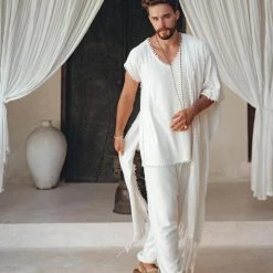 Jimmy Off-White Handwoven Cotton Pants For Men