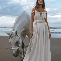Agus Off-White Greek Goddess Boho Wedding Dress New Collection