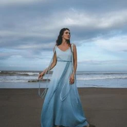 Jimmy New Collection Boho Macrame Bridesmaid Dress • Ombre Sky Blue Dress