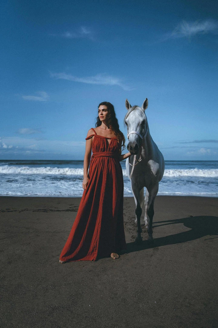 Agus Red Greek Goddess Prom Boho Dress 3 Agus Red Greek Goddess Prom Boho Dress