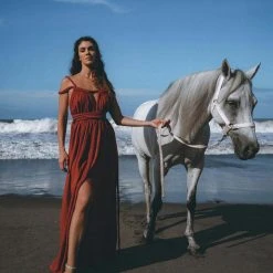 Agus Red Greek Goddess Prom Boho Dress 14 Agus Red Greek Goddess Prom Boho Dress