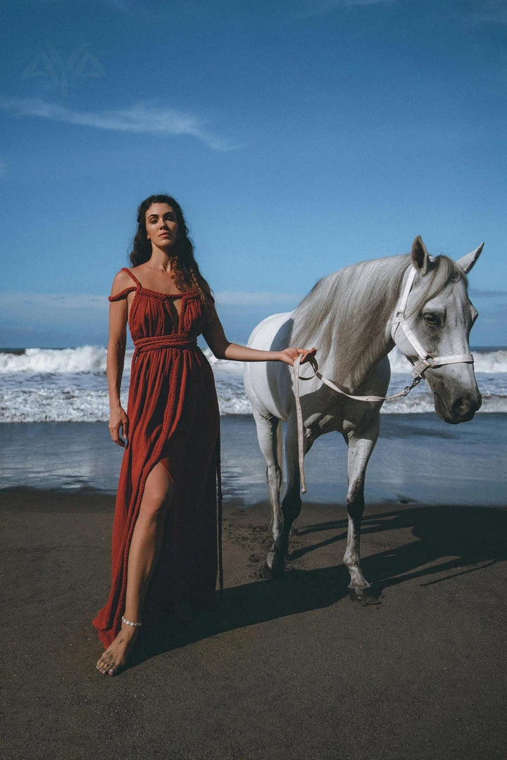 Agus Red Greek Goddess Prom Boho Dress 6 Agus Red Greek Goddess Prom Boho Dress