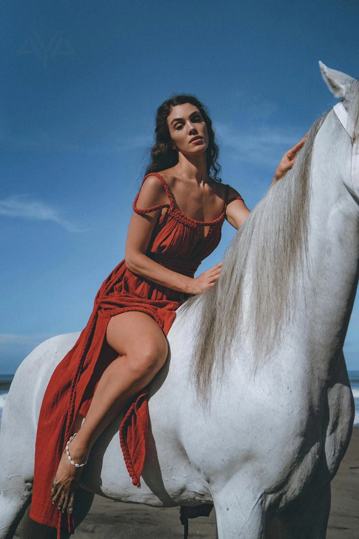 Agus Red Greek Goddess Prom Boho Dress 4 Agus Red Greek Goddess Prom Boho Dress