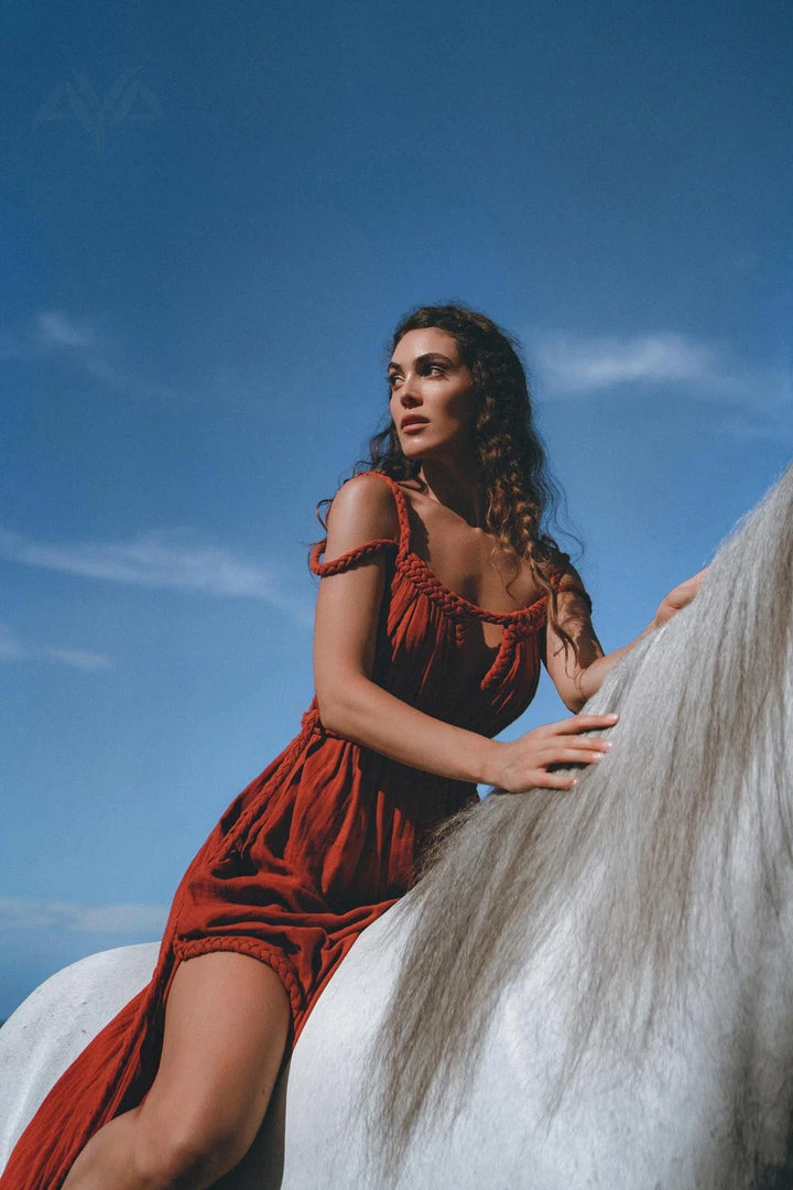 Agus Red Greek Goddess Prom Boho Dress 5 Agus Red Greek Goddess Prom Boho Dress