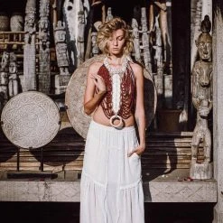 Stop List Off-White Long Boho Skirt With Pockets