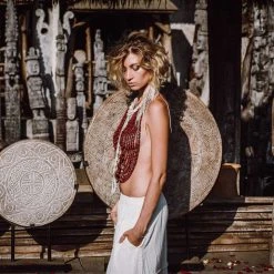 Stop List Off-White Long Boho Skirt With Pockets