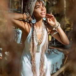 Jimmy Off-White Boho Tribal Bohemian Dress Entirely Handmade