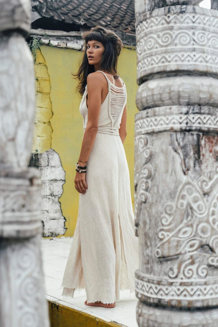 Jimmy Limited Edition Off-White Handwoven Wrap Maxi Dress With Hand Loomed Back