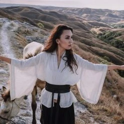 Eddie Jackets & Cardigans Off-White Kimono Top • Tribal Boho Top