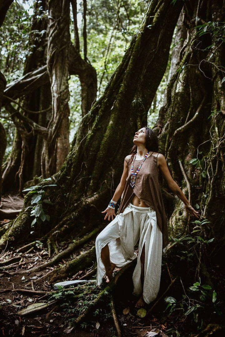 Stop List Organic Linen Garments Off-White Linen Boho Pants With High Slit 9 Stop List Organic Linen Garments Off-White Linen Boho Pants With High Slit