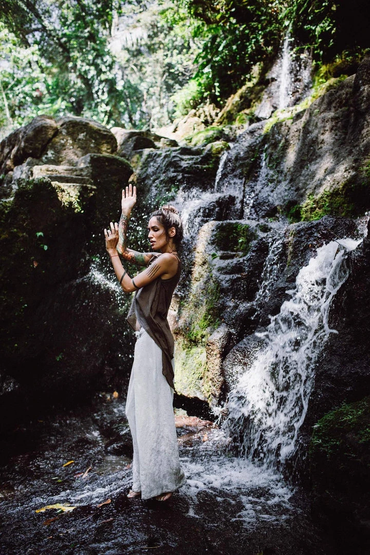 Stop List Organic Linen Garments Off-White Linen Boho Pants With High Slit 13 Stop List Organic Linen Garments Off-White Linen Boho Pants With High Slit