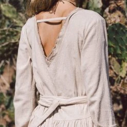 Stop List Off-White Linen Boho Wrap Dress 17 Stop List Off-White Linen Boho Wrap Dress