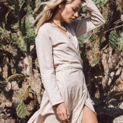 Stop List Off-White Linen Boho Wrap Dress 15 Stop List Off-White Linen Boho Wrap Dress