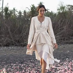 Stop List Off-White Organic Wrap Jacket Cotton Cardigan Jackets & Cardigans